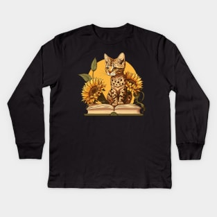 Bengal Cat Reader Kids Long Sleeve T-Shirt